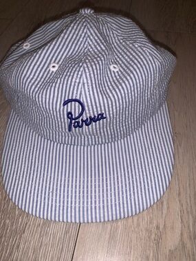 By Parra Classic Logo 6 Panel Hat White/Blue Stripes Size: One Size Adjustable